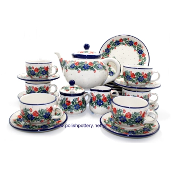 Serwis kawowo herbaciany dla 6 osób dek. 1535X Wianek